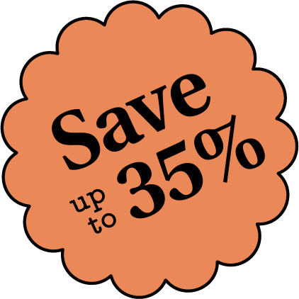 Save up tp 35% badge